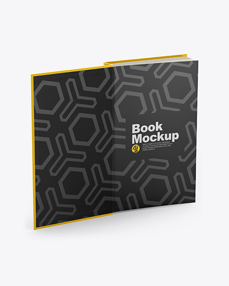 Opened Hardcover Book Mockup - Half Side View
