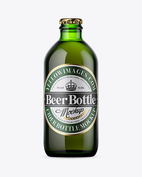 Green Bottle With Dark Beer Mockup
