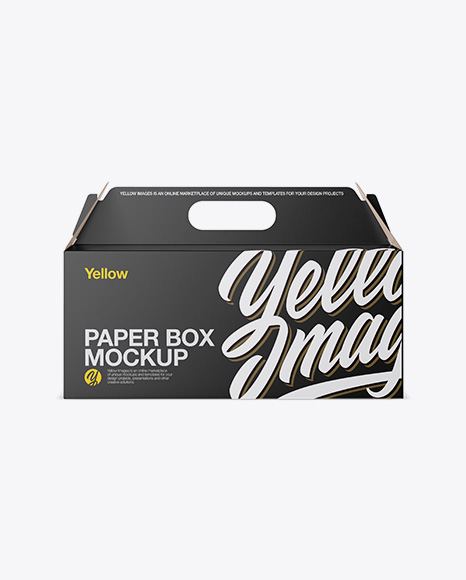 Glossy Paper Box Mockup - Front View