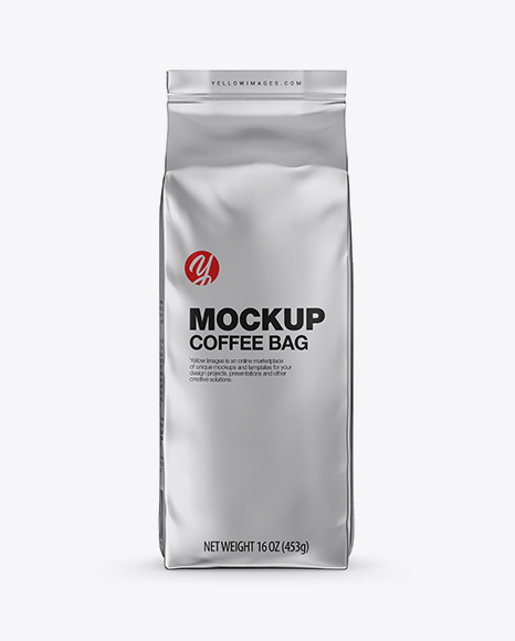 Matte Metallic Coffee Bag Mockup - Front View