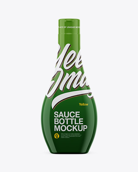 Sauce Bottle in Shrink Sleeve Mockup - Front View