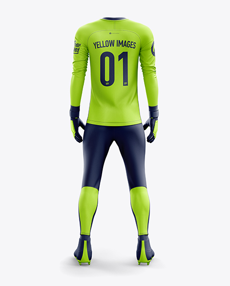 Men’s Full Soccer Goalkeeper Kit with Pants mockup (Back View)