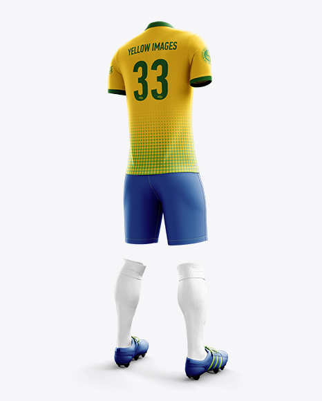 Men’s Full Soccer Kit with Polo Shirt Mockup (Hero Back Shot)