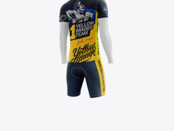 Men’s Full Cycling Kit with Cooling Sleeves Mockup (Hero Back Shot)