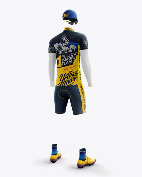 Men’s Full Cycling Kit with Cooling Sleeves Mockup (Hero Back Shot)
