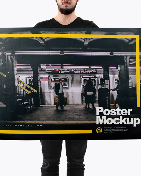 Man With A1 Poster Mockup