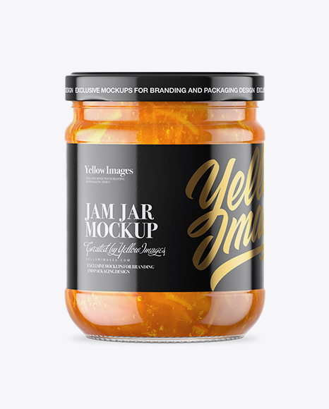 Clear Glass Jar with Orange Jam Mockup