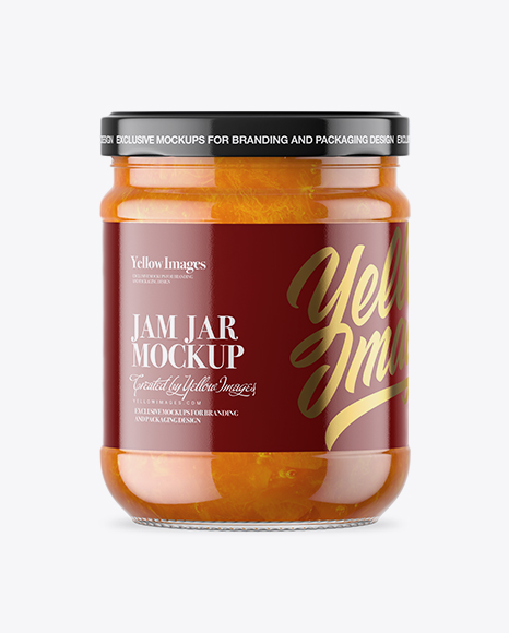 Clear Glass Jar with Apricot Jam Mockup