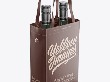 Bag With Wine Bottles Mockup - Half Side View (High-Angle Shot)