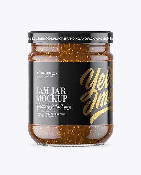 Clear Glass Jar with Fig Jam Mockup