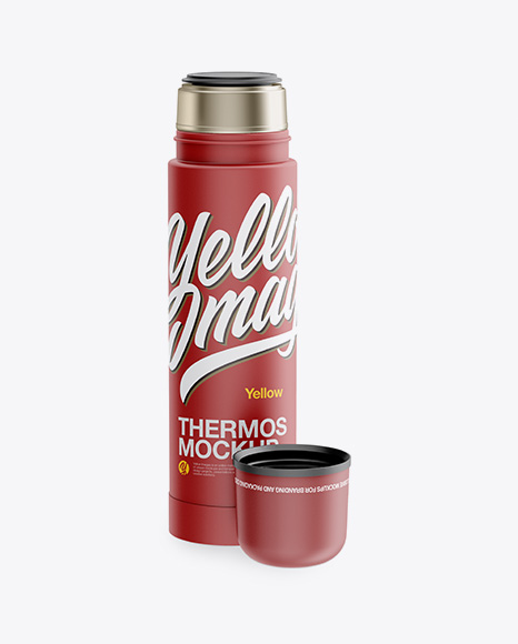 Opened Matte Thermos Mockup