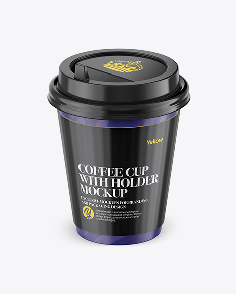Coffee Cup With Sleeve Mockup - Front View (High-Angle Shot)