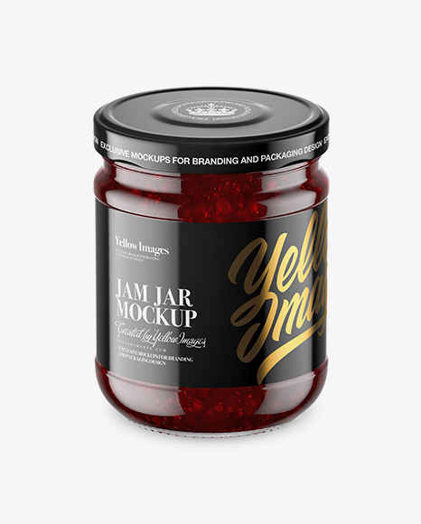 Clear Glass Jar with Cranberry Jam Mockup - High-Angle Shot