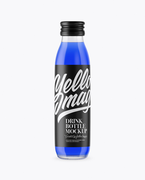 Clear Glass Blue Drink Bottle Mockup