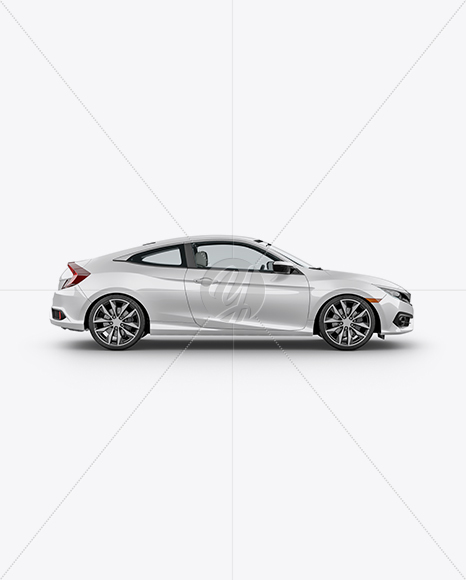 Compact Coupe Car Mockup - Side View