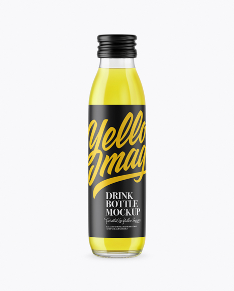 Clear Glass Yellow Drink Bottle Mockup