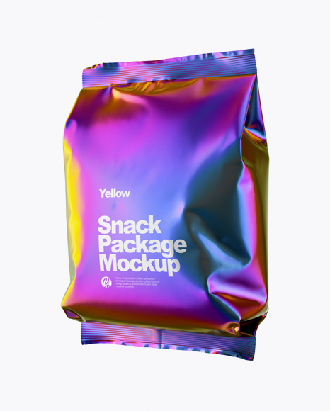 Holographic Foil Snack Package Mockup - Half Side View