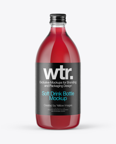 Clear Glass Bottle with Red Drink Mockup
