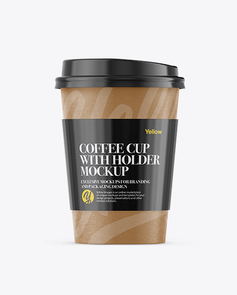 Paper Coffee Cup With Sleeve Mockup - Front View