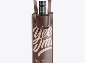 Bag With Wine Bottle Mockup - Front View