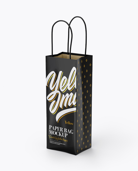 Glossy Paper Bag Mockup - Half Side View