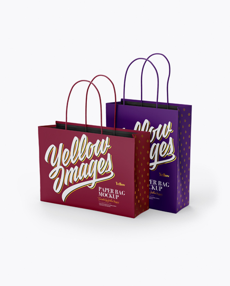 Two Matte Paper Bags Mockup - Half Side View