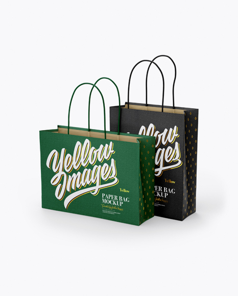 Two Paper Bags Mockup - Half Side View