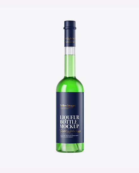 Clear Glass Green Liqueur Bottle Mockup