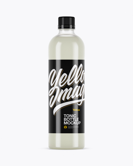 Clear PET Bottle With Tonic Water Mockup