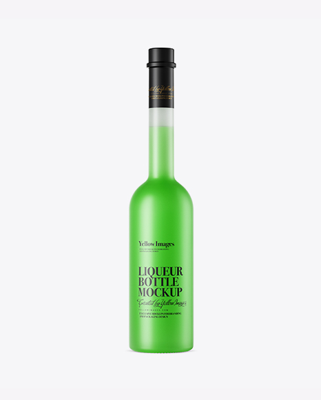 Frosted Glass Green Liqueur Bottle Mockup