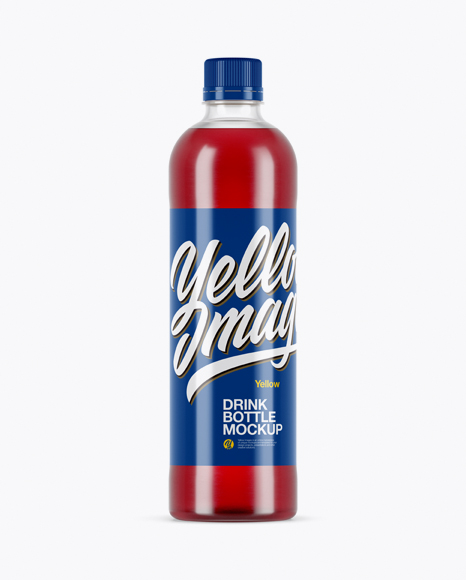 Clear PET Bottle With Red Drink Mockup