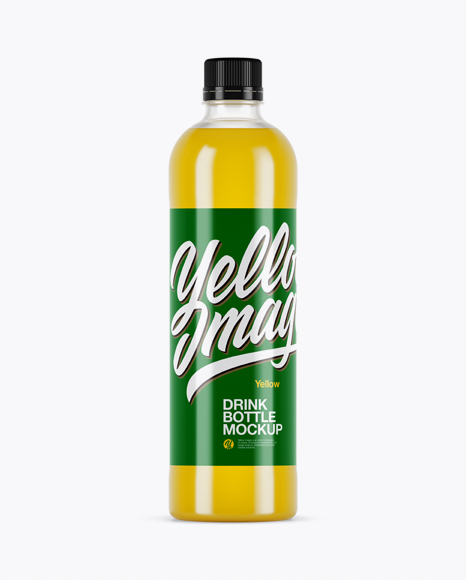Clear PET Bottle With Yellow Drink Mockup