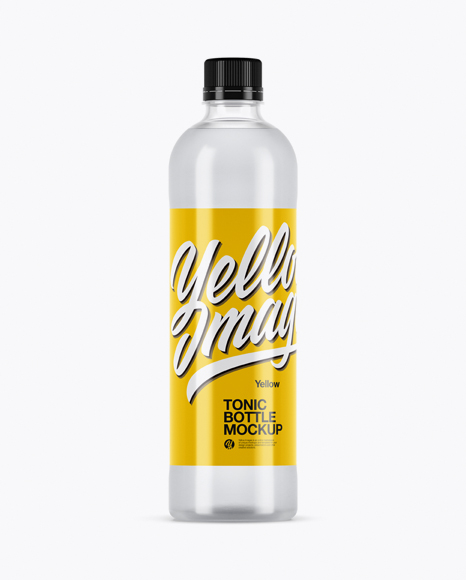 Clear PET Bottle With Tonic Water Mockup