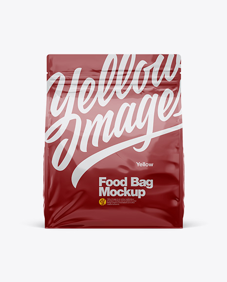 Glossy Plastic Food Bag Mockup - Front View