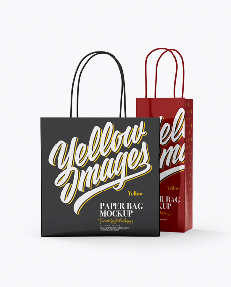 Two Glossy Paper Bags Mockup - Half Side View