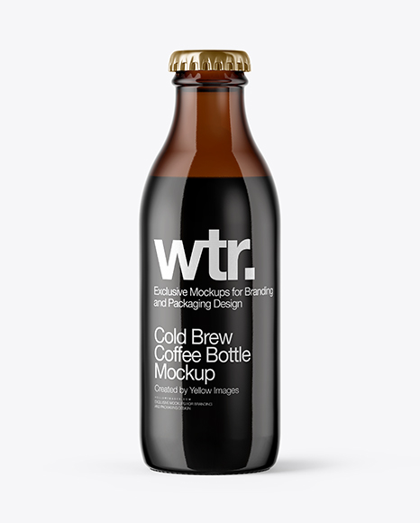 180ml Amber Glass Bottle With Cold Brew Coffee Mockup