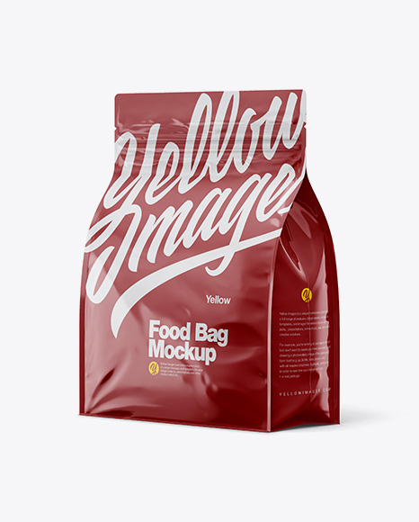 Glossy Plastic Food Bag Mockup - Halfside View
