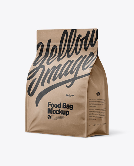 Kraft Paper Food Bag Mockup - Halfside View
