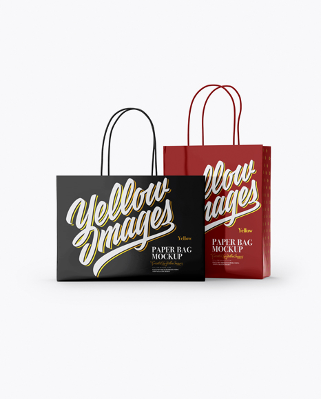 Two Glossy Paper Bags Mockup - Half Side View