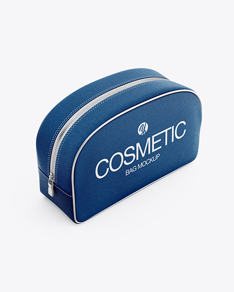 Textured Cosmetic Bag - Half Side View (High-Angle Shot)