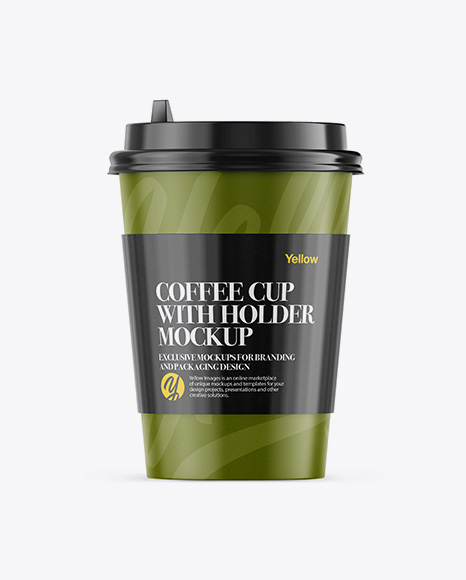 Coffee Cup With Sleeve Mockup - Front View