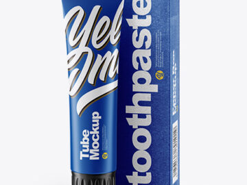 Matte Toothpaste Tube & Kraft Paper Box Mockup