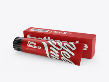 Matte Toothpaste Tube & Paper Box Mockup