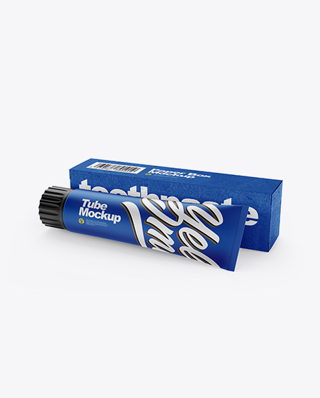 Matte Toothpaste Tube & Kraft Paper Box Mockup
