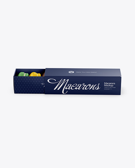 Opened Paper Box With Macarons Mockup - High-Angle Shot