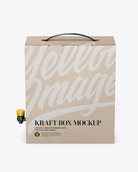 Bag In A Kraft Box With Dispenser Mockup - Front View (High Angle Shot)