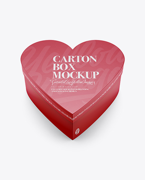 Heart Shaped Matte Carton Box Mockup - High-Angle Shot