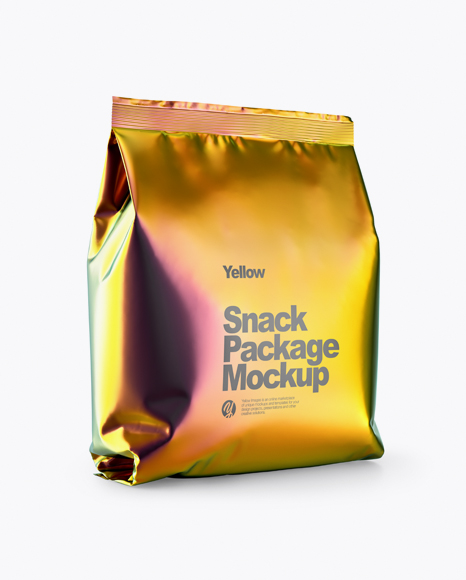 Holographic Snack Package Mockup - Half Side View