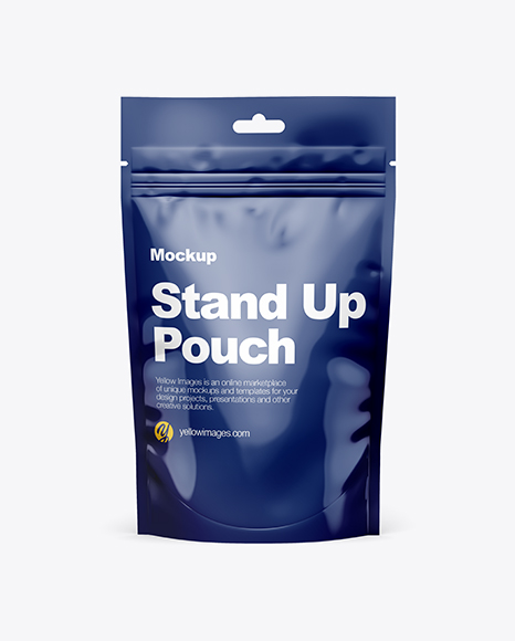 Glossy Stand-Up Pouch w/ Zipper Mockup - Front View