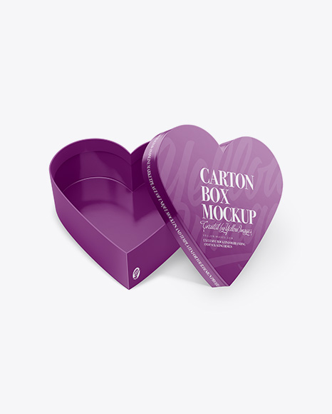 Opened Heart Shaped Glossy Carton Box Mockup - High-Angle Shot